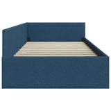 Corner Bed Frame with Headboard Blue 100 cm x 200 cm Velvet 42016058