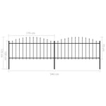 ZNTS Garden Fence with Spear Top Steel x3.4 m Black 277704