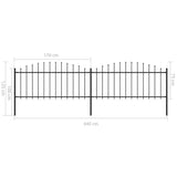 ZNTS Garden Fence with Spear Top Steel x3.4 m Black 277704