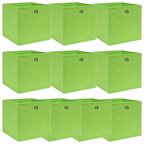 ZNTS Storage Boxes 10 pcs Green 32x32x32 cm Fabric 288371