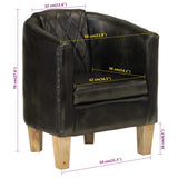 Tub Chair Grey Real Leather 359641