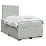 Box Spring Bed with Mattress Light Grey 120x190 cm Small Double Velvet 3290852