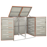 Double Wheelie Bin Shed 138x77.5x112.5 cm Stainless Steel 149563