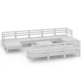 11 Piece Garden Lounge Set White Solid Wood Pine 3083370