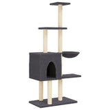 Cat Tree with Sisal Scratching Posts Dark Grey 145 cm 172096