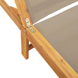 Sun Lounger with Table Taupe Solid Wood Acacia and Textilene 4008419
