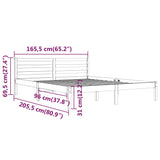 Bed Frame without Mattress Solid Wood Pine 160x200cm White 810441