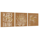 Garden Wall Decorations 3 pcs 55x55 cm Corten Steel Grass Design 824509