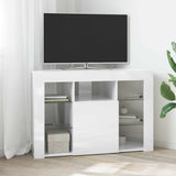 Corner LED TV Cabinet Wall-mounted High gloss White 100x40x68cm 889789