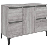 ZNTS 3 Piece Bathroom Furniture Set Grey Sonoma Engineered Wood 3185611