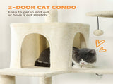202cm Cat Tree with 6 Scratching Posts, 2 Hammocks, 2 Condos, 2 Perches, Pompoms, for Cats to Rest T3398P552535