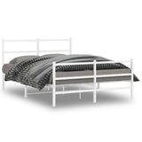 Metal Bed Frame without Mattress with Footboard White 140x200cm 355433
