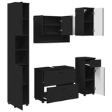 Bathroom Furniture Set 5 pcs Black Engineered Wood and Metal 3393074