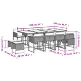 13 Piece Garden Dining Set with Cushions Black Poly Rattan 3211339