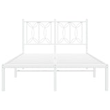 Metal Bed Frame without Mattress with Headboard White 120x200cm 376175