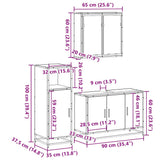 ZNTS 3 Piece Bathroom Furniture Set Brown Oak Engineered Wood 3300954