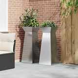 Pillar Planter 2 pcs Silver 40 x 40 x 100 cm 873863
