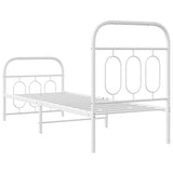 Metal Bed Frame without Mattress with Footboard White 75x190cm 377174