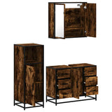 3 Piece Bathroom Furniture Set Smoked Oak Engineered Wood 3300962