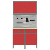 Work Cabinet with Drawer 5 pcs Red Engineered Wood and Steel 3321417