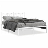 Metal Bed Frame without Mattress with Headboard White 140x190cm 376177