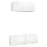 ZNTS 2 Piece TV Cabinet Set High Gloss White Engineered Wood 3079332