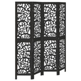 Room Divider 4 Panels Black Solid Wood Paulownia 358754