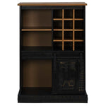 ZNTS Wine Cabinet HALDEN with Wine Racks and Sliding Door Black Pine 4018448