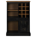 ZNTS Wine Cabinet HALDEN with Wine Racks and Sliding Door Black Pine 4018448