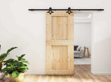 Sliding Door Natural and Black 70 x 210 cm Solid Pine Wood 3445067