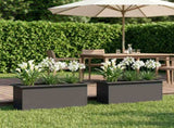 Garden Planter with LED 2 pcs Black 30 x 80 x 30 cm Steel 8008099