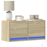 TV Wall Cabinet with LED Lights Sonoma Oak 80x31x35 cm 852357