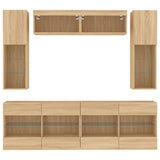6 Piece TV Wall Cabinet Set with LED Lights Sonoma Oak 3216799