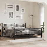 Metal Bed Frame without Mattress with Footboard Black 193x203cm 376348