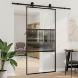 Glass Door Striped Black 102.5 x 2 x 205 cm Aluminium 42012462