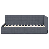 Corner Bed Frame with Headboard Dark Grey 90 cm x 200 cm Velvet 42016389
