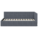 Corner Bed Frame with Headboard Dark grey 90 x 190 cm Velvet 42016379