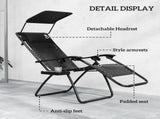 Zero Gravity Lounger Chair, Folding Reclining Patio Chair with Shade Cover, Padded Seat, Cup Holder, T3398P327987