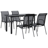 5 Piece Garden Dining Set Black Steel and Textilene 3200692