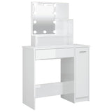 Dressing Table with LED High Gloss White 86.5x35x136 cm 808816