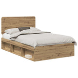 Bed Frame Artisian Oak 120 x 190 cm Solid Pine Wood 3412523