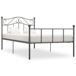 ZNTS 284530 Bed Frame without Mattress Grey Metal 90x200 cm