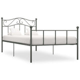 ZNTS 284530 Bed Frame without Mattress Grey Metal 90x200 cm