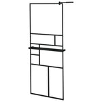 ZNTS Walk-in Shower Wall with Shelf Black 80x195 cm ESG Glass&Aluminium 3185449