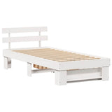 Bed Frame with Headboard White 90 x 200 cm Solid Pine Wood 872543