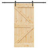 Sliding Door NARVIK 80 x 210 cm Natural and Black 3445212
