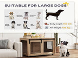 Dog Crate Furniture with Sliding Door for Medium Dogs, Brown T3398P349636