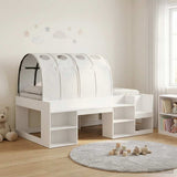 Bed with Tunnel with Shelf 3 pcs White Engineered Wood 3423587