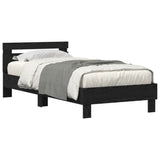 ZNTS Bed Frame with LED Lights Black Oak 100x200 cm Engineered Wood 863639
