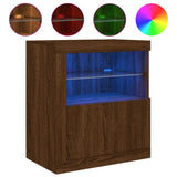 Sideboard with LED Lights Brown Oak 60.5x37x67 cm 836622